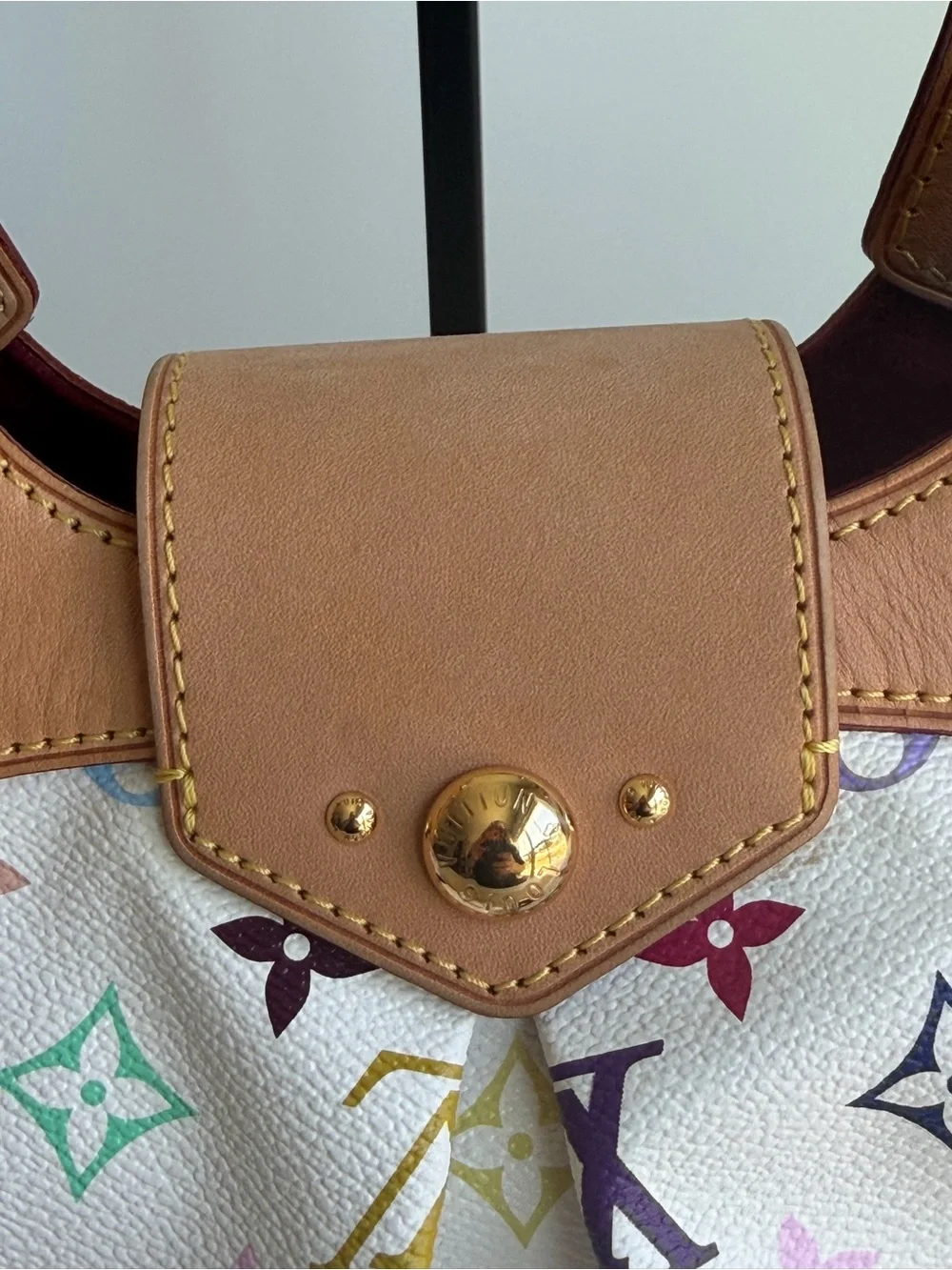 Authentic Louis Vuitton Takashi Murakami White Blanc Multicolor Ursula Handbag
